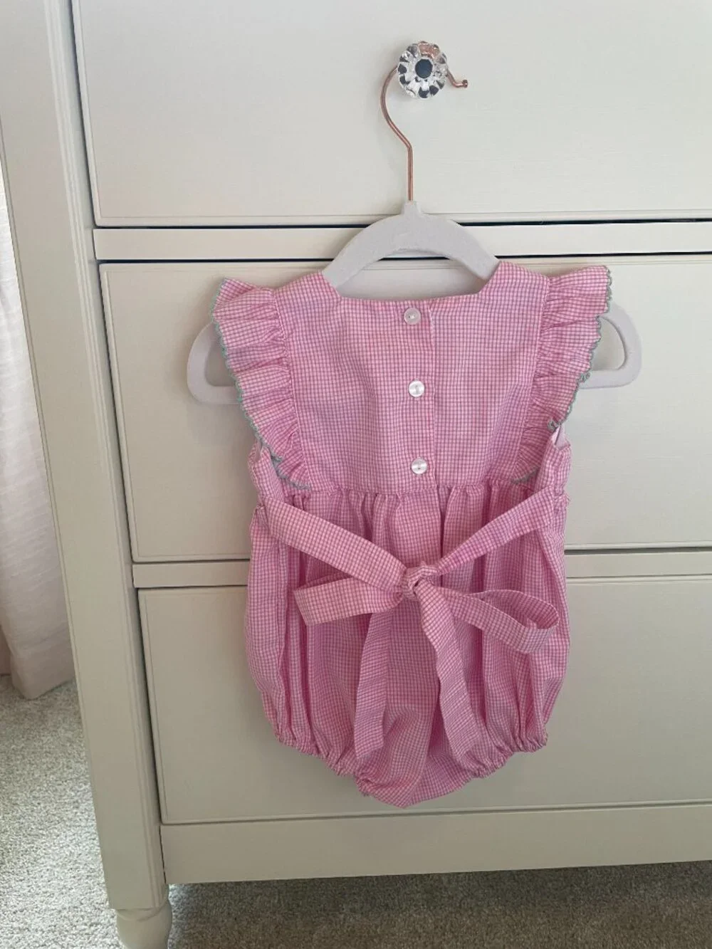 Petit Bebe Smocked Sand Pails Flutter Sleeve Pink Bubble Size 9 Months